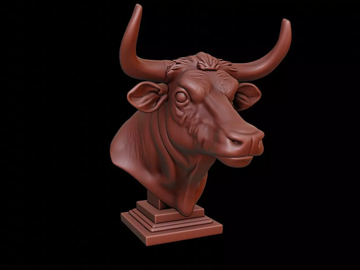 Bull Animal Bust 3D print model_0