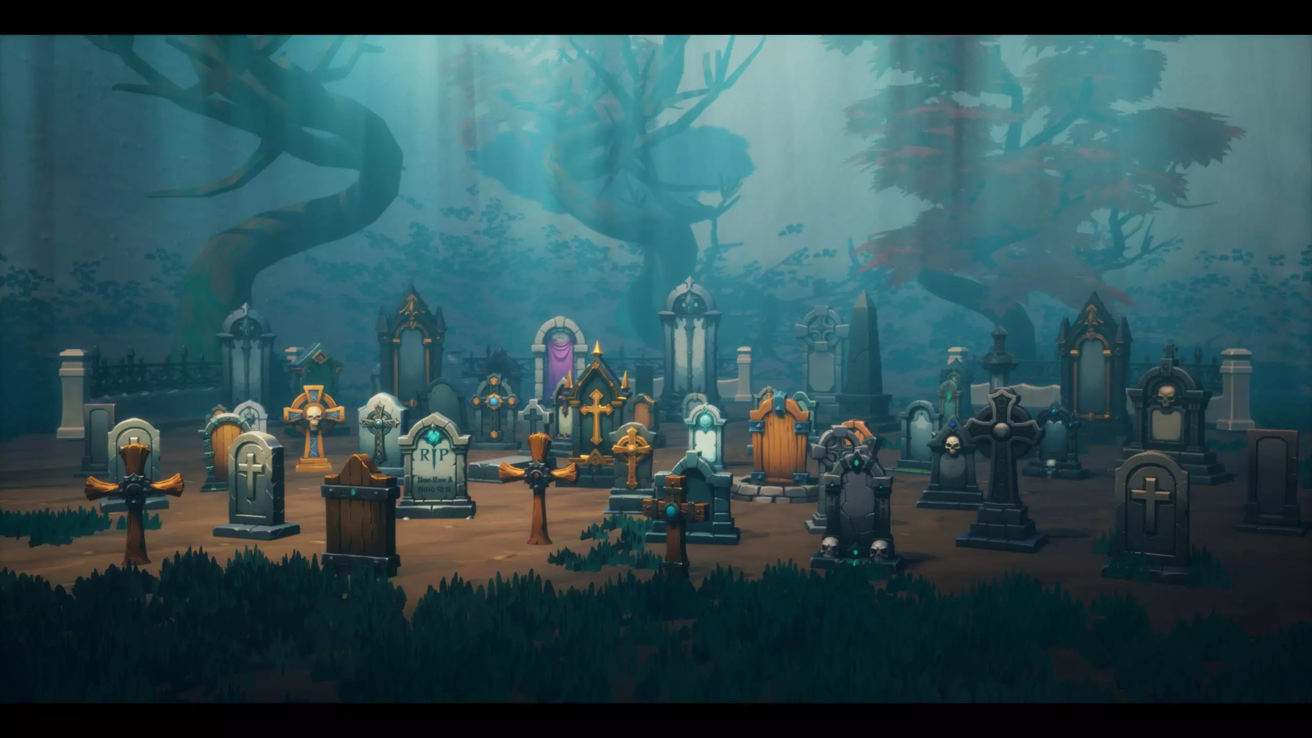 Stylized Mega Graveyard Asset Bundle - 200 Gameready Asset Low-poly 3D model_3