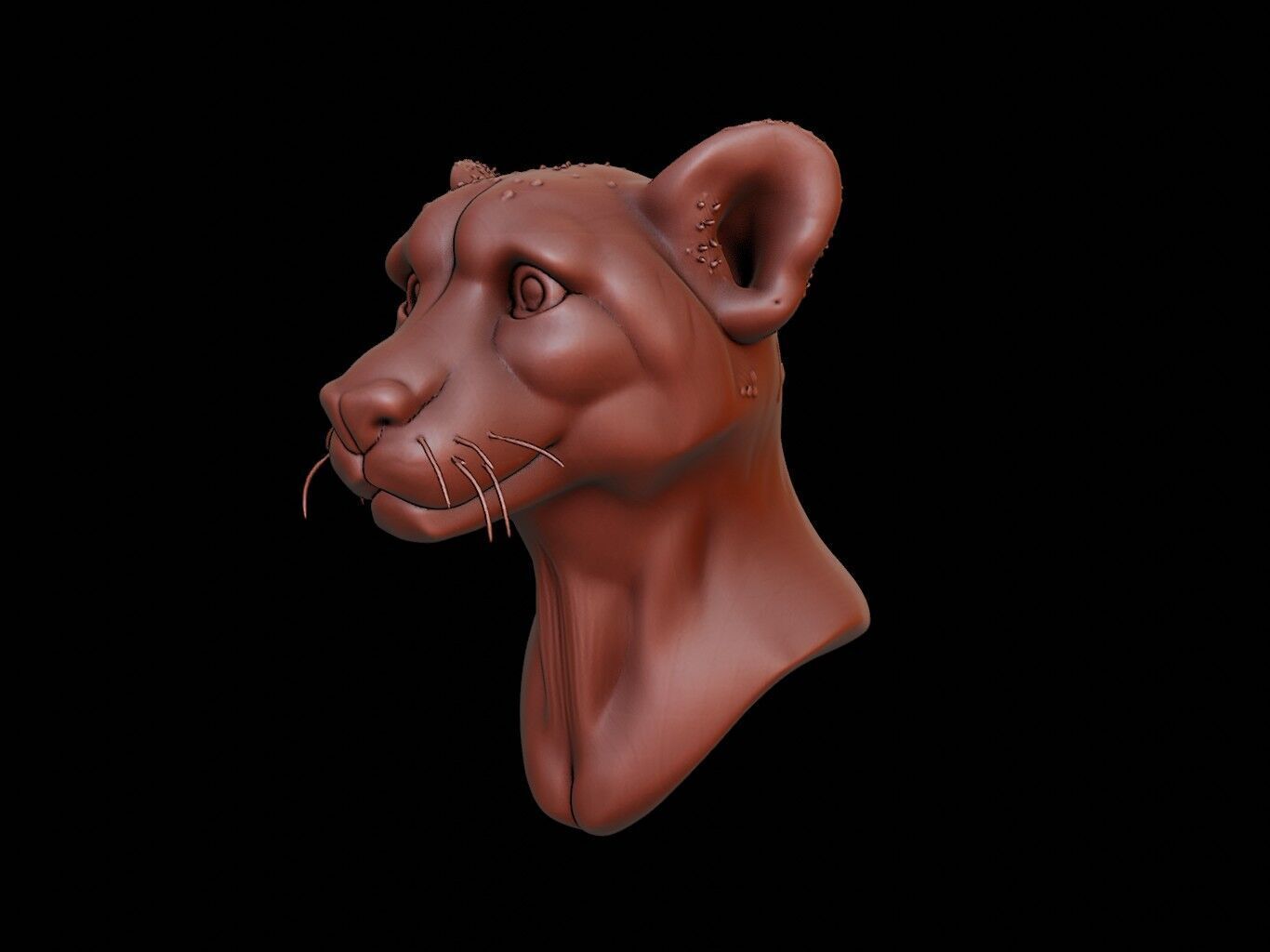Cheetah Animal Bust 3D print model_1