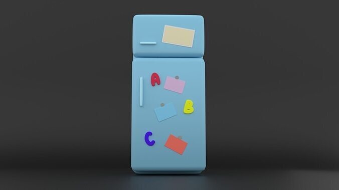 Refrigerator Low-Poly 3D Model Low-poly 3D model
