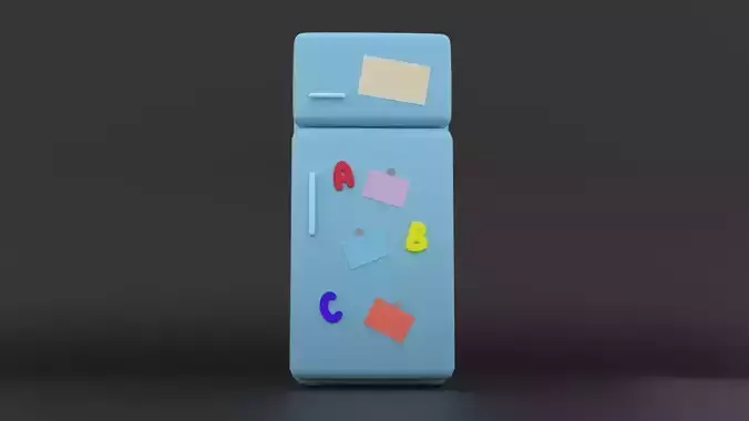 Refrigerator Low-Poly 3D Model Low-poly 3D model