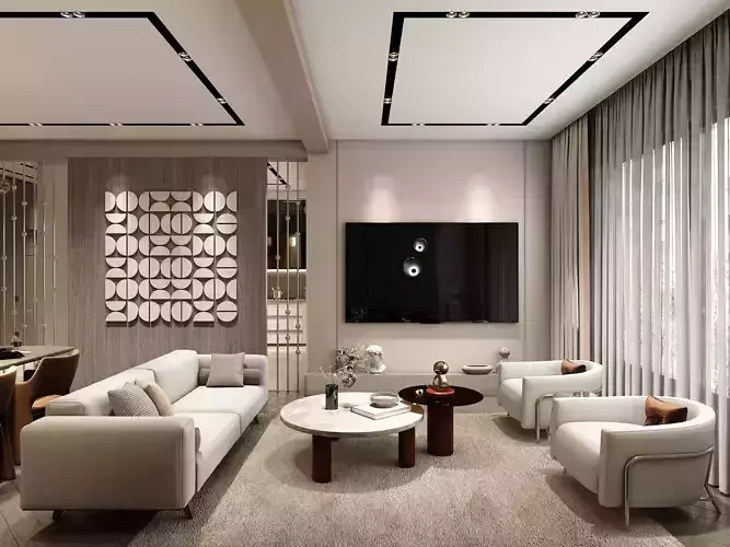 Luxury Apartment Interior 3D Model -  V-Ray Scene