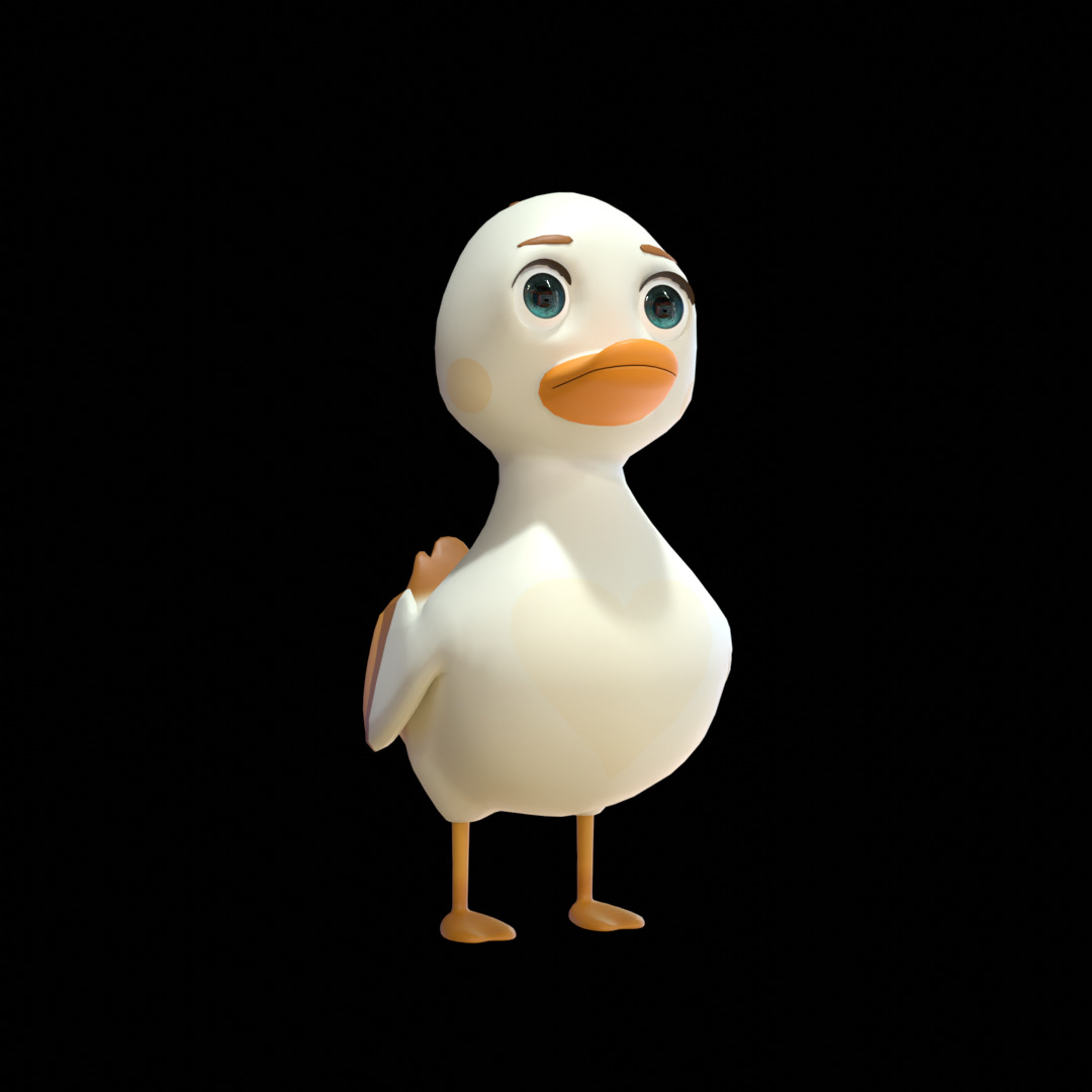 Rigged Cartoon Duck  Low Poly 3D Model Low-poly 3D model_10