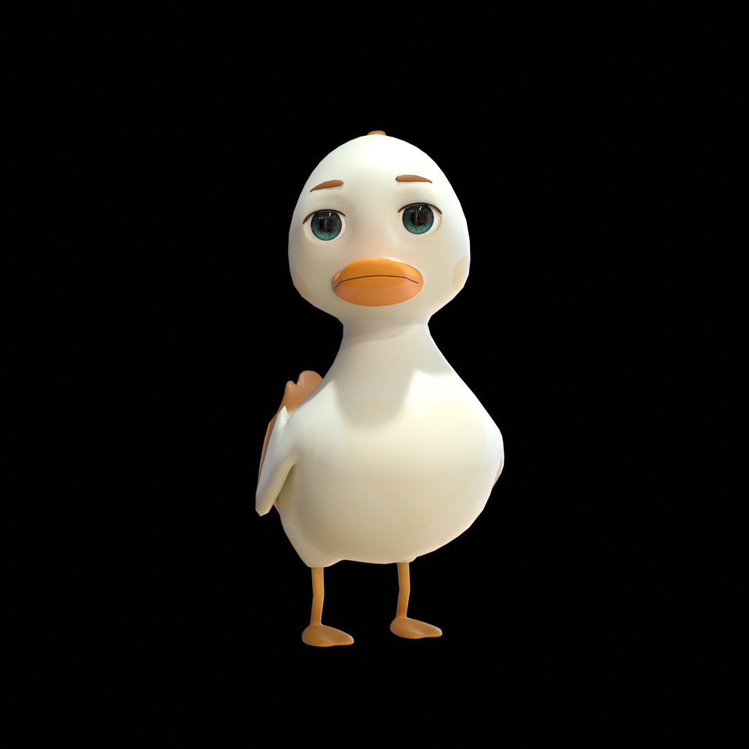 Rigged Cartoon Duck  Low Poly 3D Model Low-poly 3D model_2