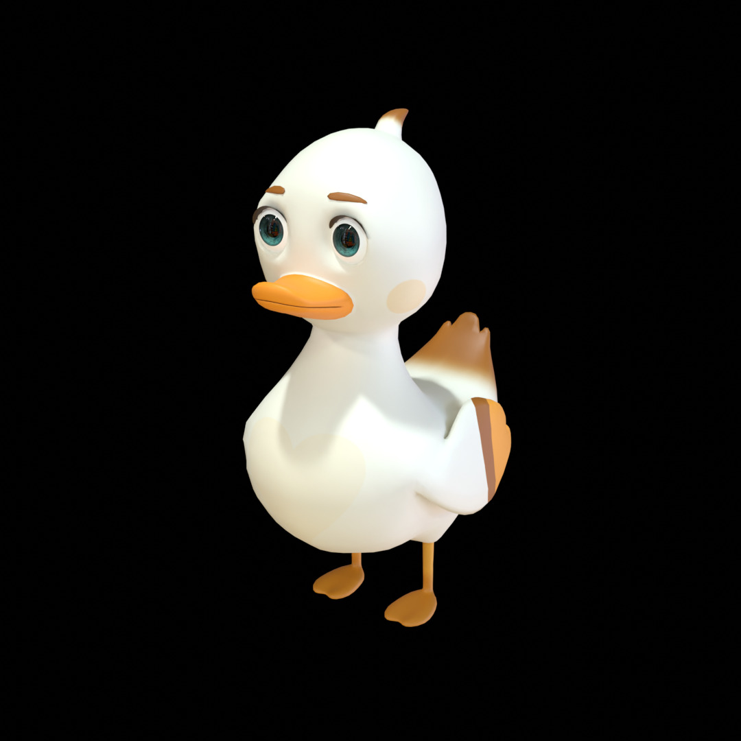Rigged Cartoon Duck  Low Poly 3D Model Low-poly 3D model_9