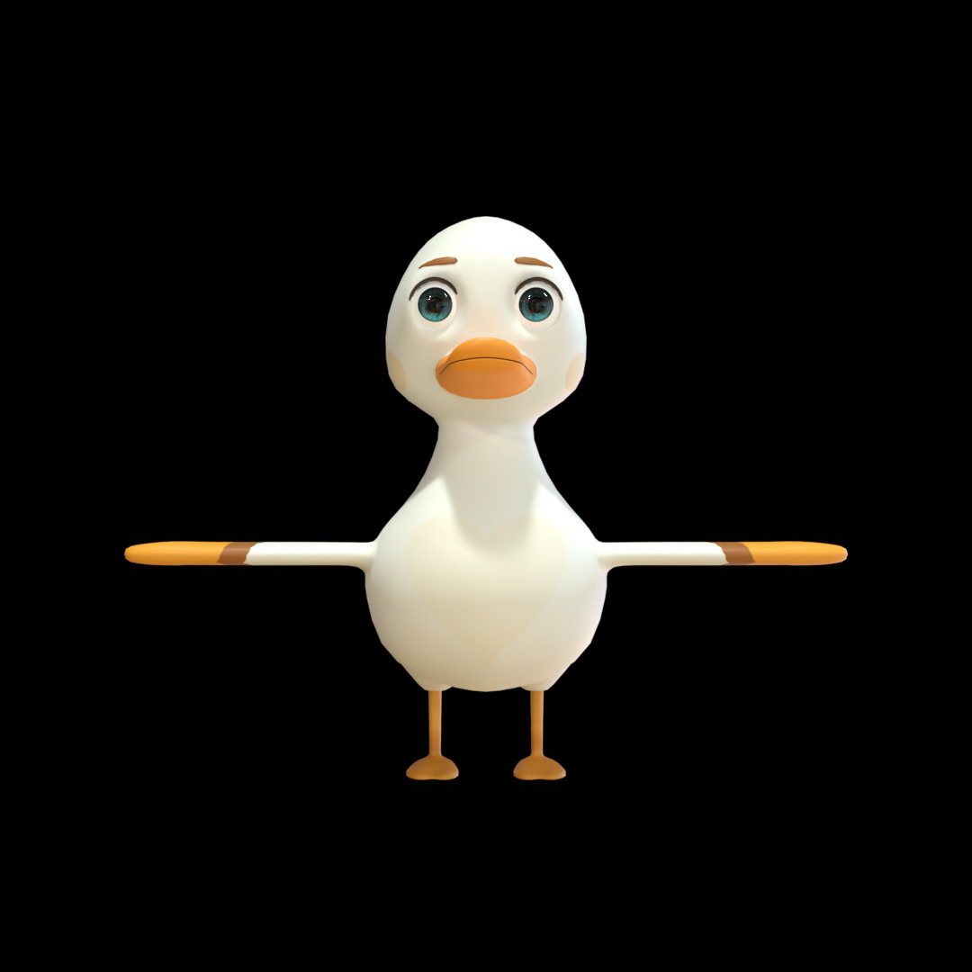 Rigged Cartoon Duck  Low Poly 3D Model Low-poly 3D model_6