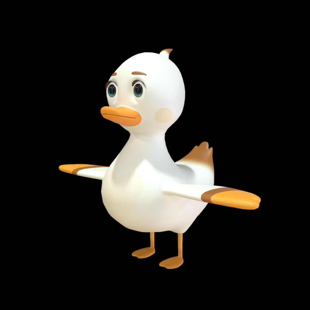 Rigged Cartoon Duck  Low Poly 3D Model Low-poly 3D model_7