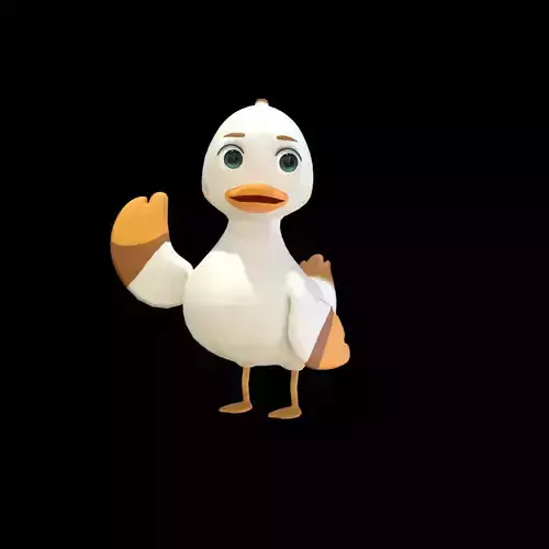 Rigged Cartoon Duck  Low Poly 3D Model Low-poly 3D model