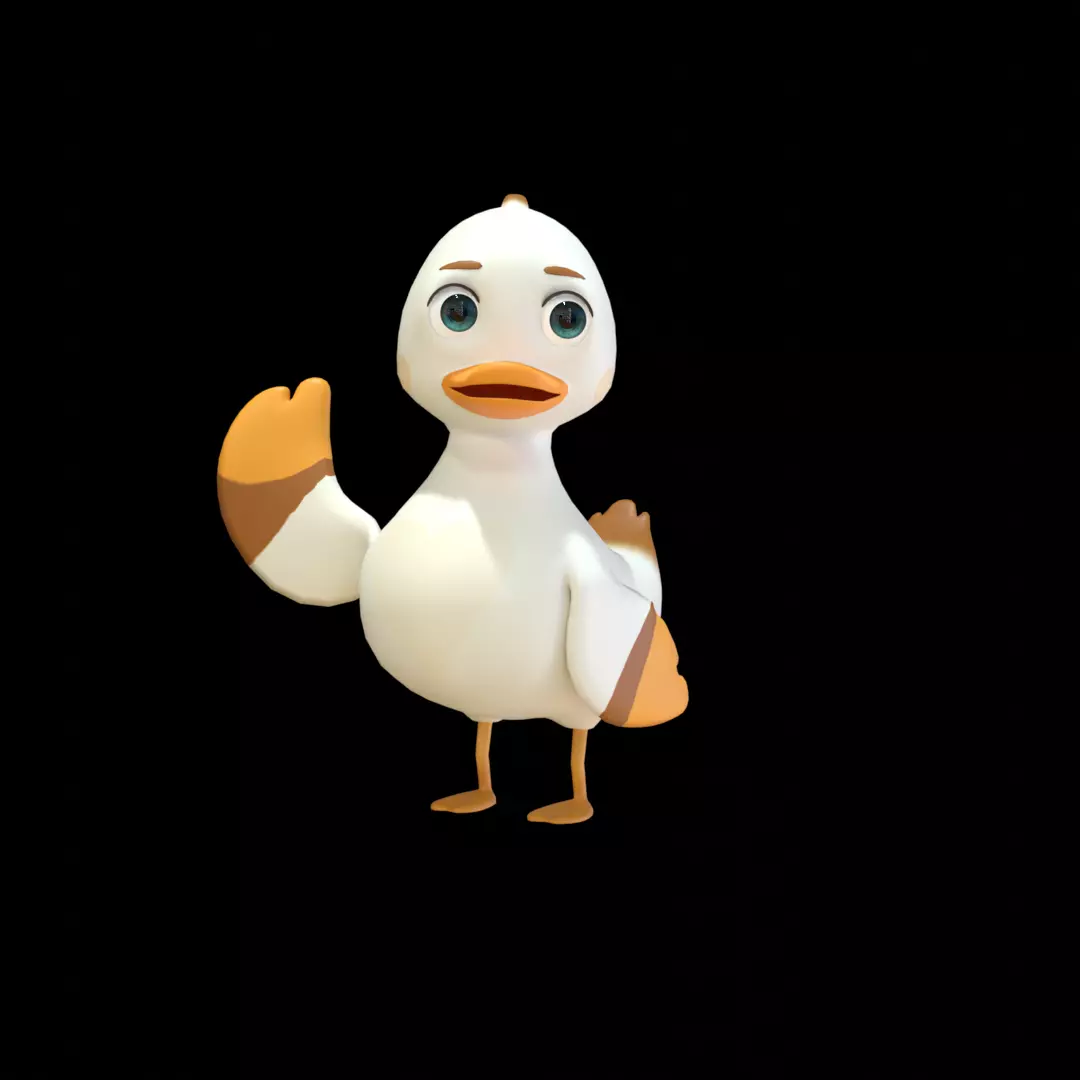 Rigged Cartoon Duck  Low Poly 3D Model Low-poly 3D model_0