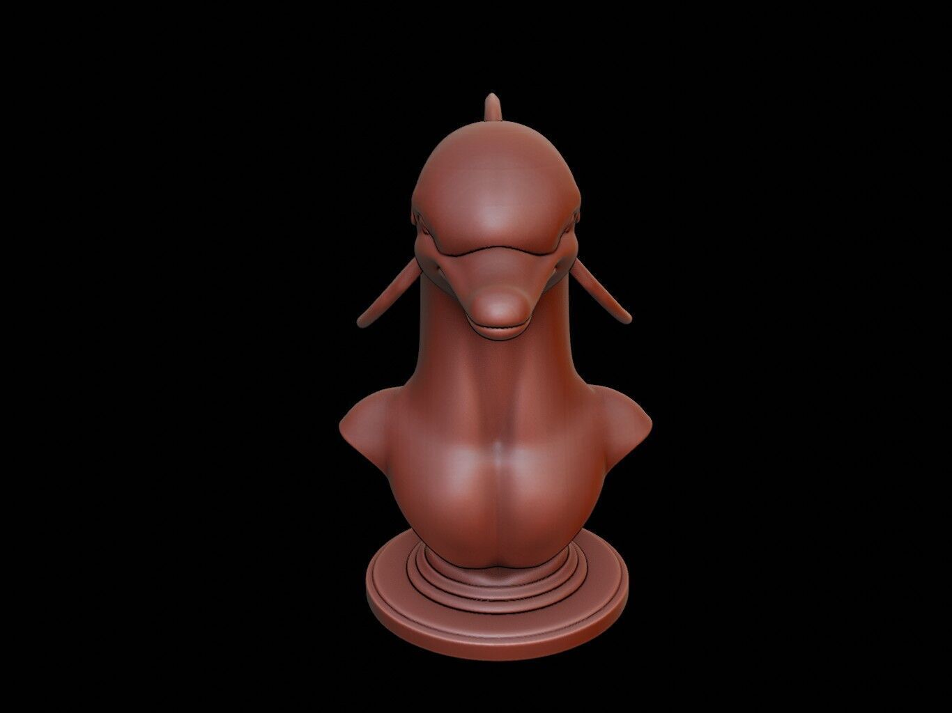 Dolphin Animal Bust 3D print model_2