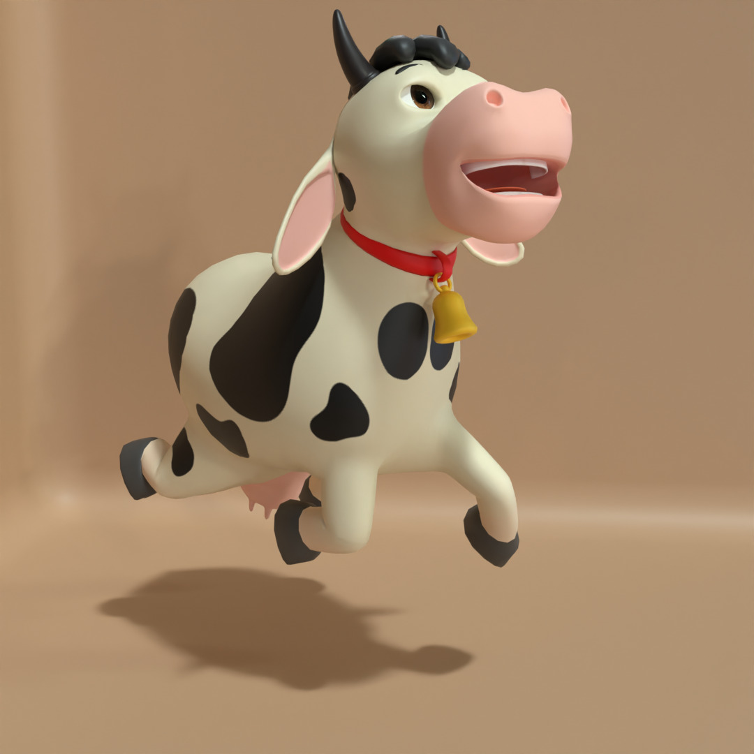 Cow 3D Cartoon Rigged Model Low-poly 3D model_11