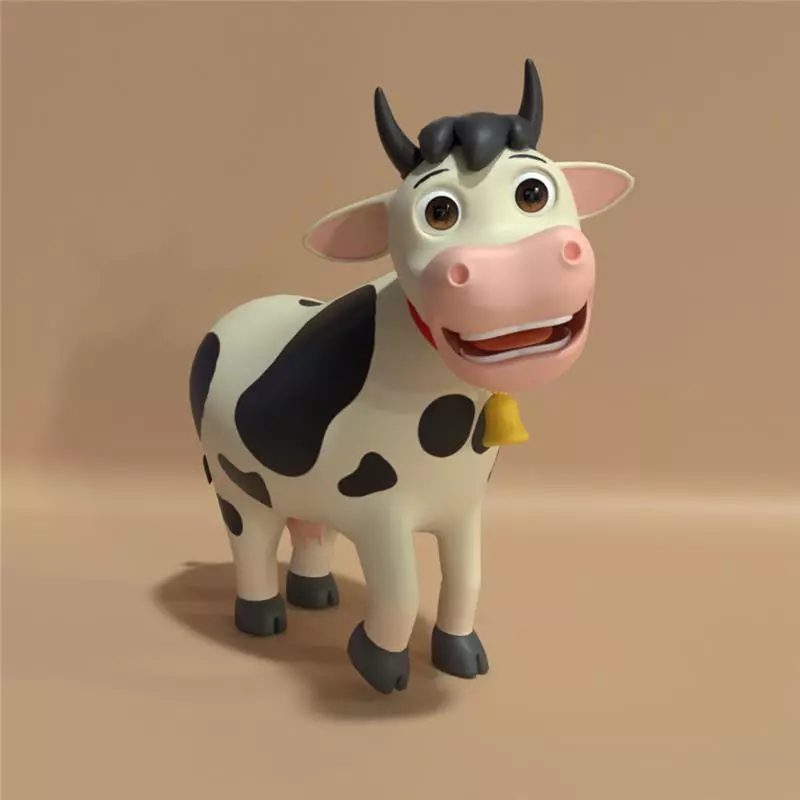 Cow 3D Cartoon Rigged Model Low-poly 3D model_0