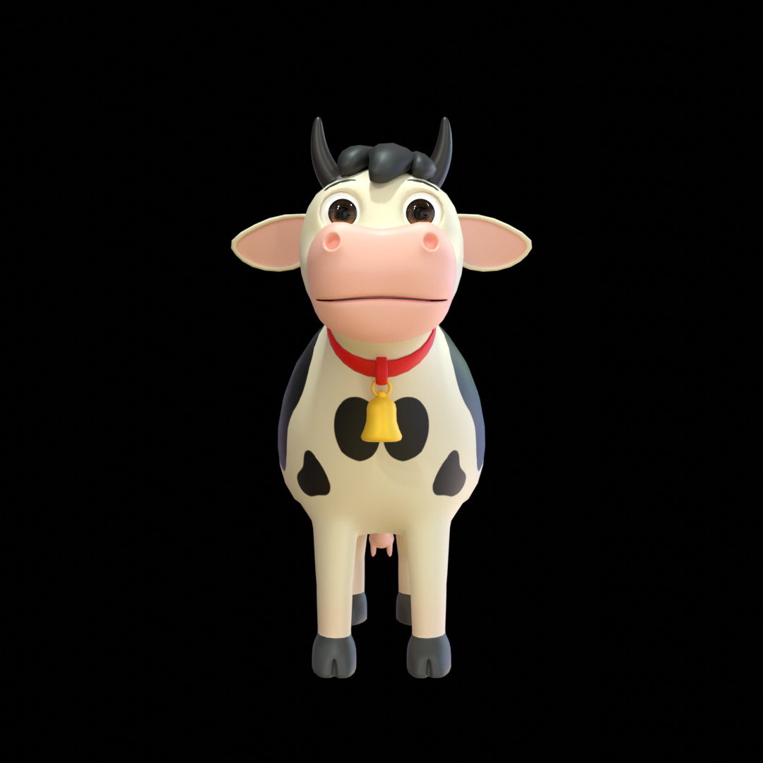 Cow 3D Cartoon Rigged Model Low-poly 3D model_8