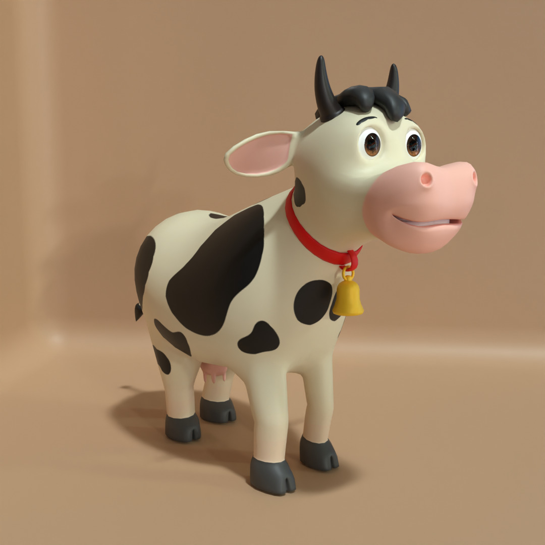 Cow 3D Cartoon Rigged Model Low-poly 3D model_10