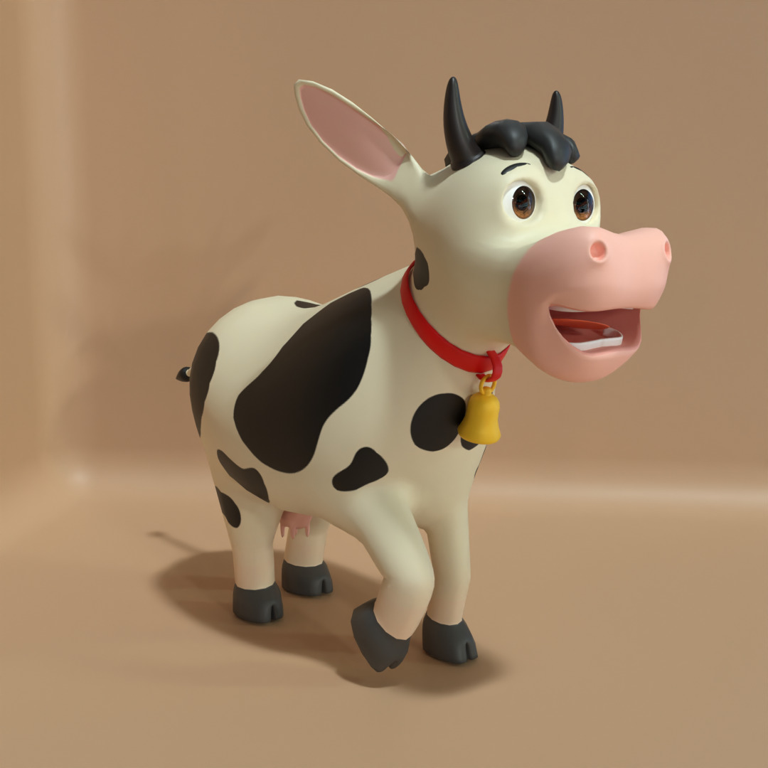 Cow 3D Cartoon Rigged Model Low-poly 3D model_2