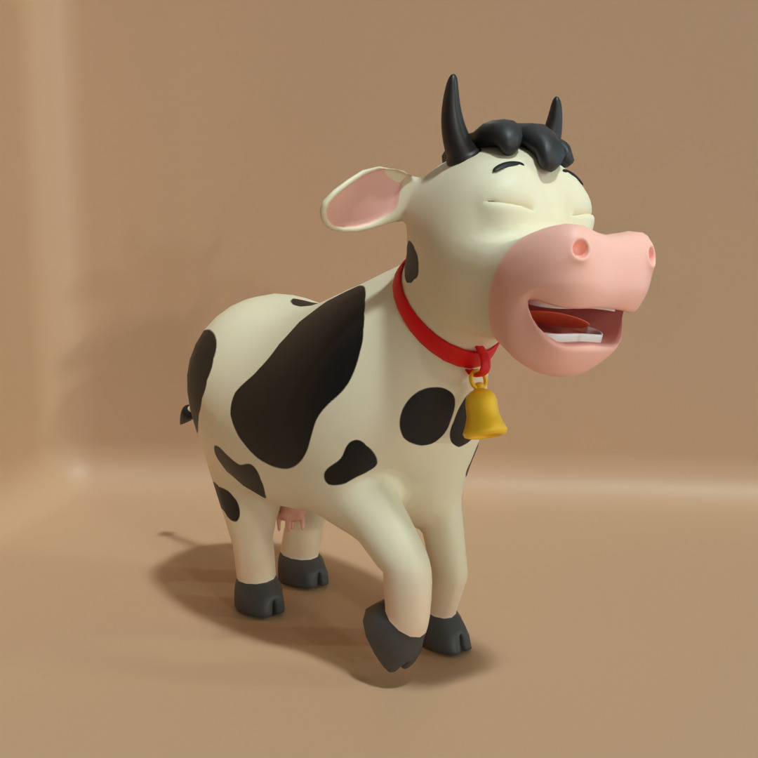 Cow 3D Cartoon Rigged Model Low-poly 3D model_9