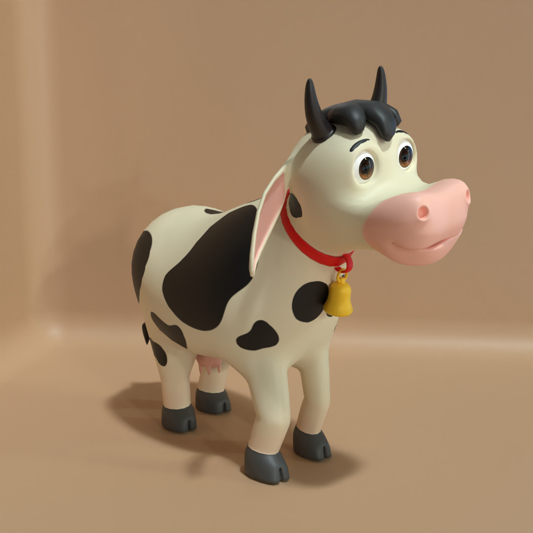 Cow 3D Cartoon Rigged Model Low-poly 3D model_3