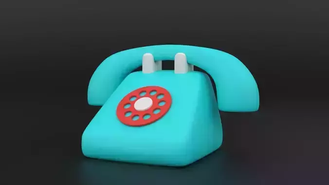 Retro Rotary Dial Telephone Low Poly 3D Model