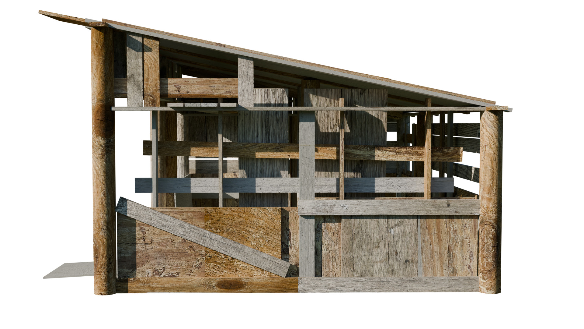 Low Poly Barn - Shed - Game-Ready Free low-poly 3D model_8