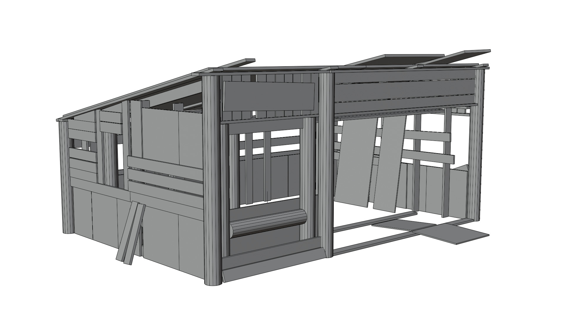 Low Poly Barn - Shed - Game-Ready Free low-poly 3D model_17