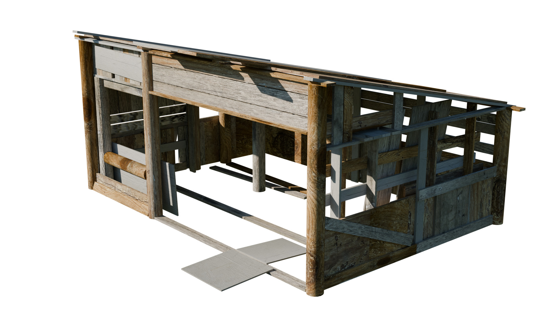 Low Poly Barn - Shed - Game-Ready Free low-poly 3D model_3