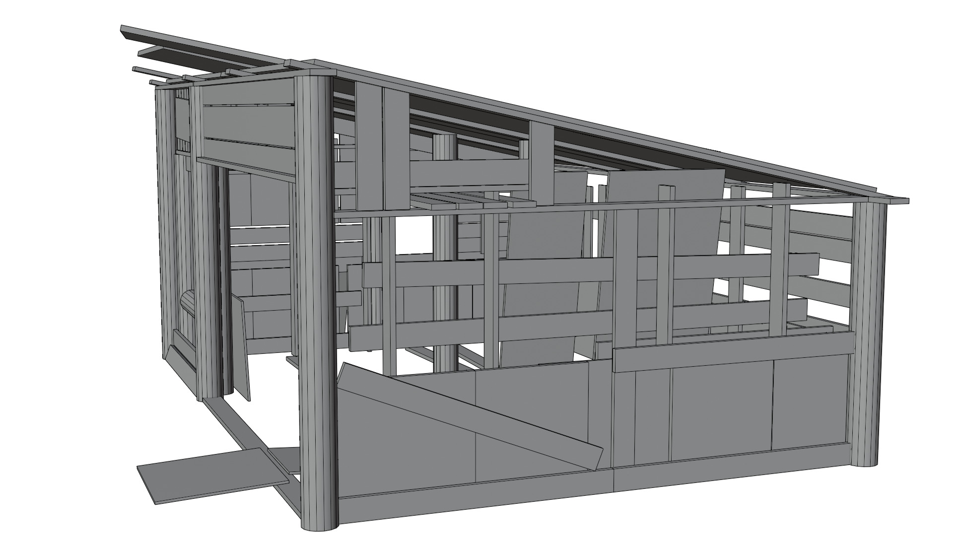 Low Poly Barn - Shed - Game-Ready Free low-poly 3D model_18