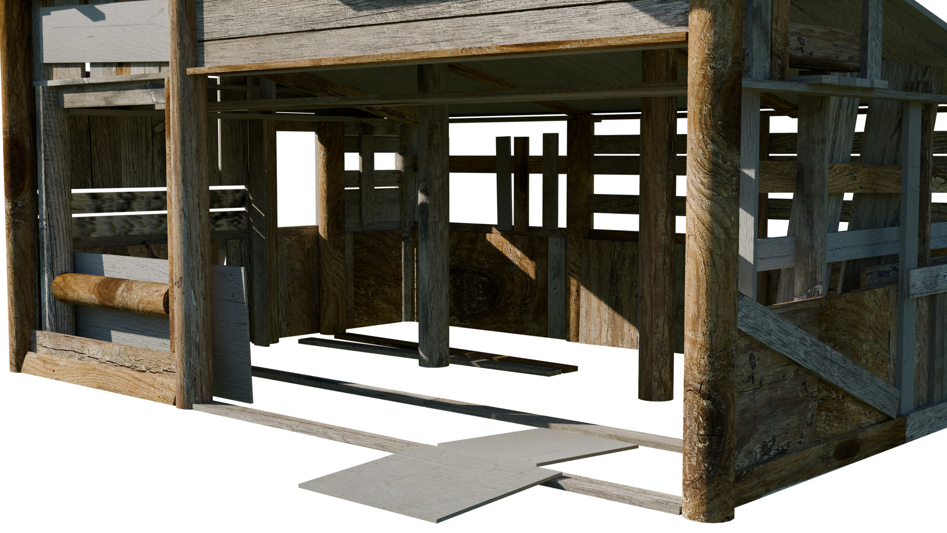 Low Poly Barn - Shed - Game-Ready Free low-poly 3D model_4