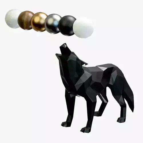 Geometric Low Poly wolf statuette PBR Low-poly 3D model