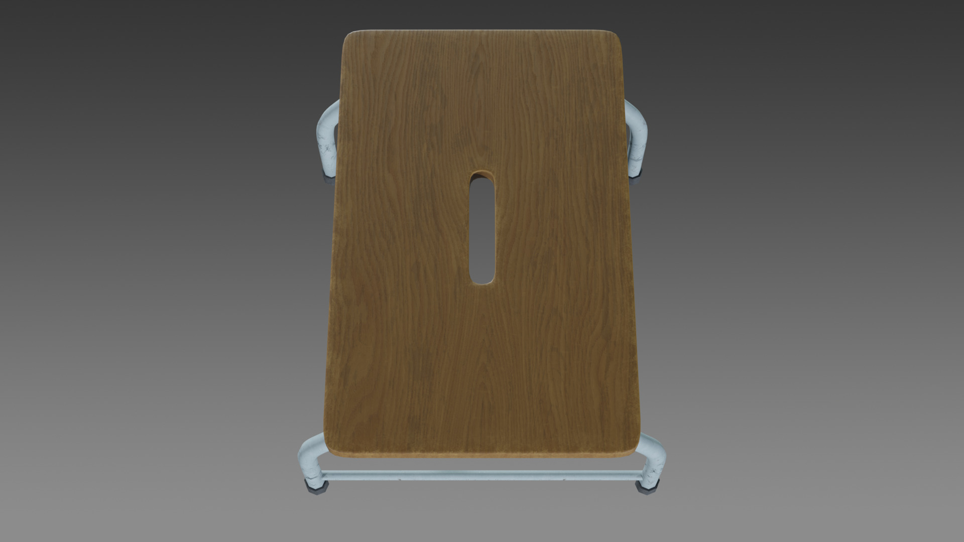 Wooden Single Step Stool Low-poly 3D model_6