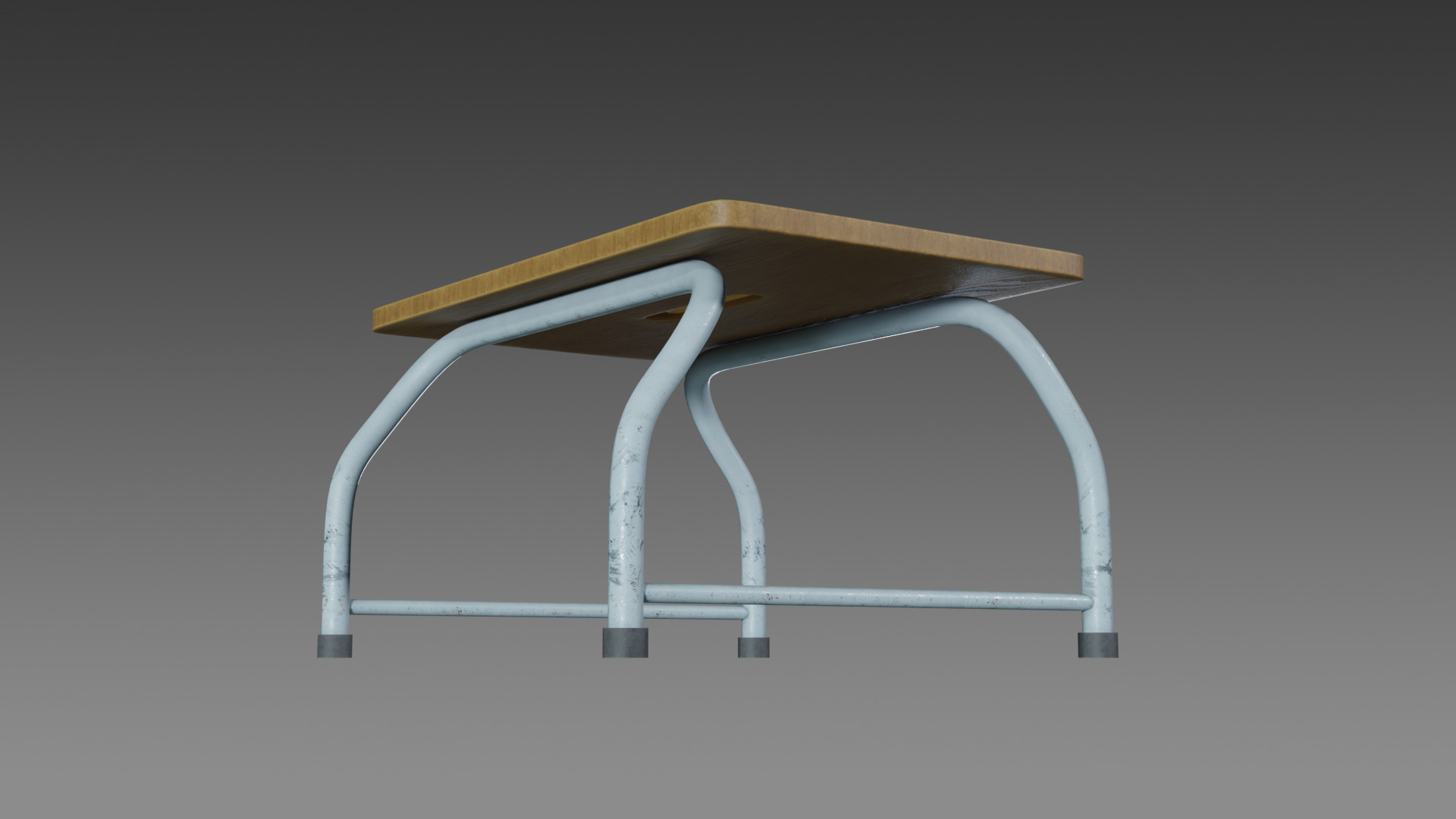 Wooden Single Step Stool Low-poly 3D model_2