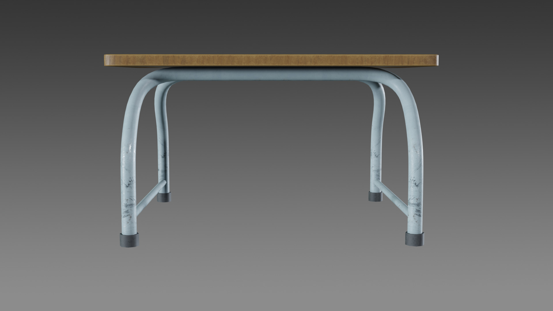 Wooden Single Step Stool Low-poly 3D model_4