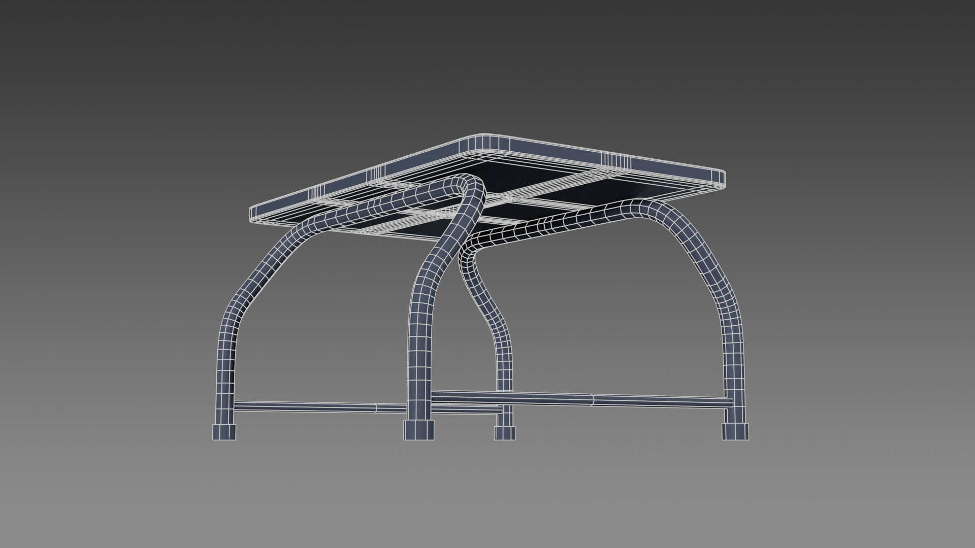 Wooden Single Step Stool Low-poly 3D model_3