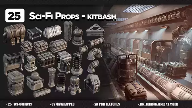 25 Sci-Fi Props - Kitbash - Vol 10
