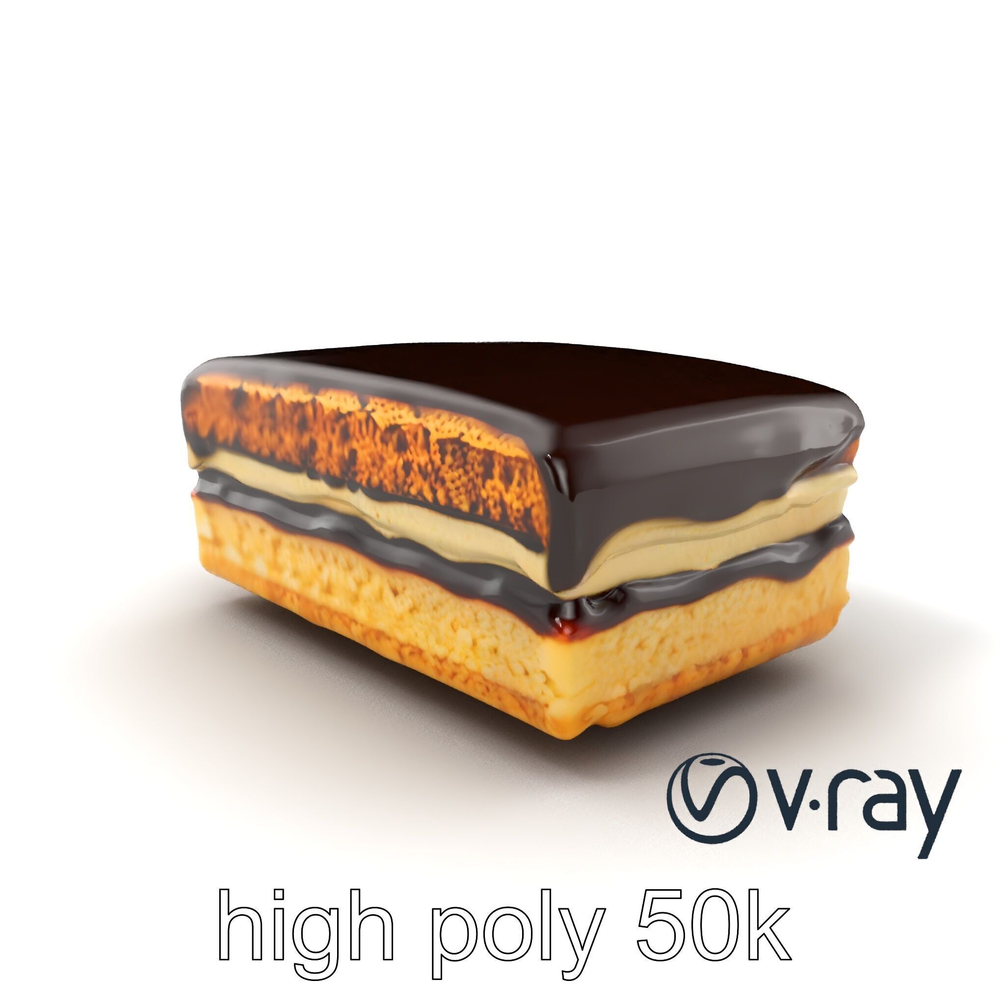 Decadent Opera Cake Dessert 3D Model Pack Low-poly 3D model_5