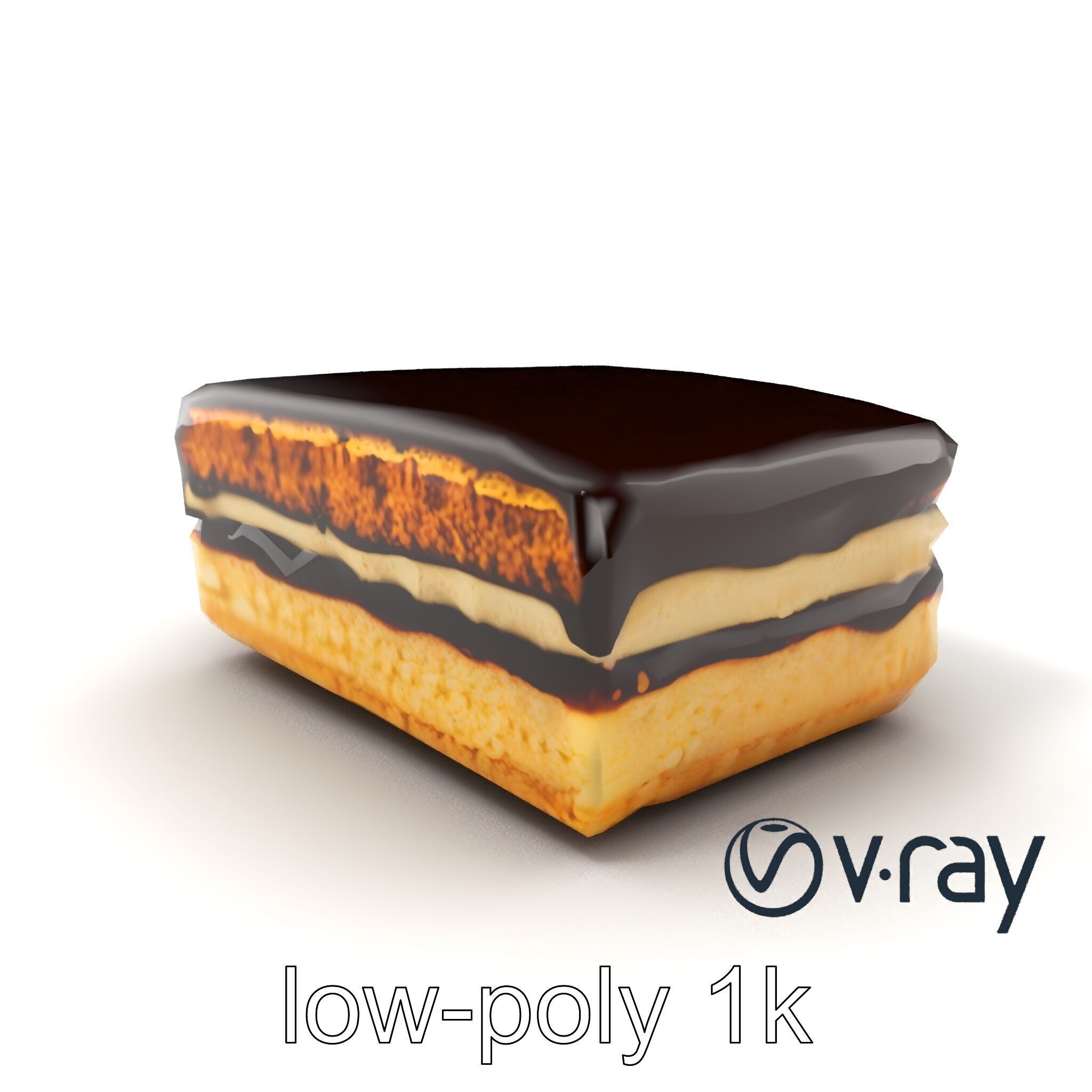 Decadent Opera Cake Dessert 3D Model Pack Low-poly 3D model_2