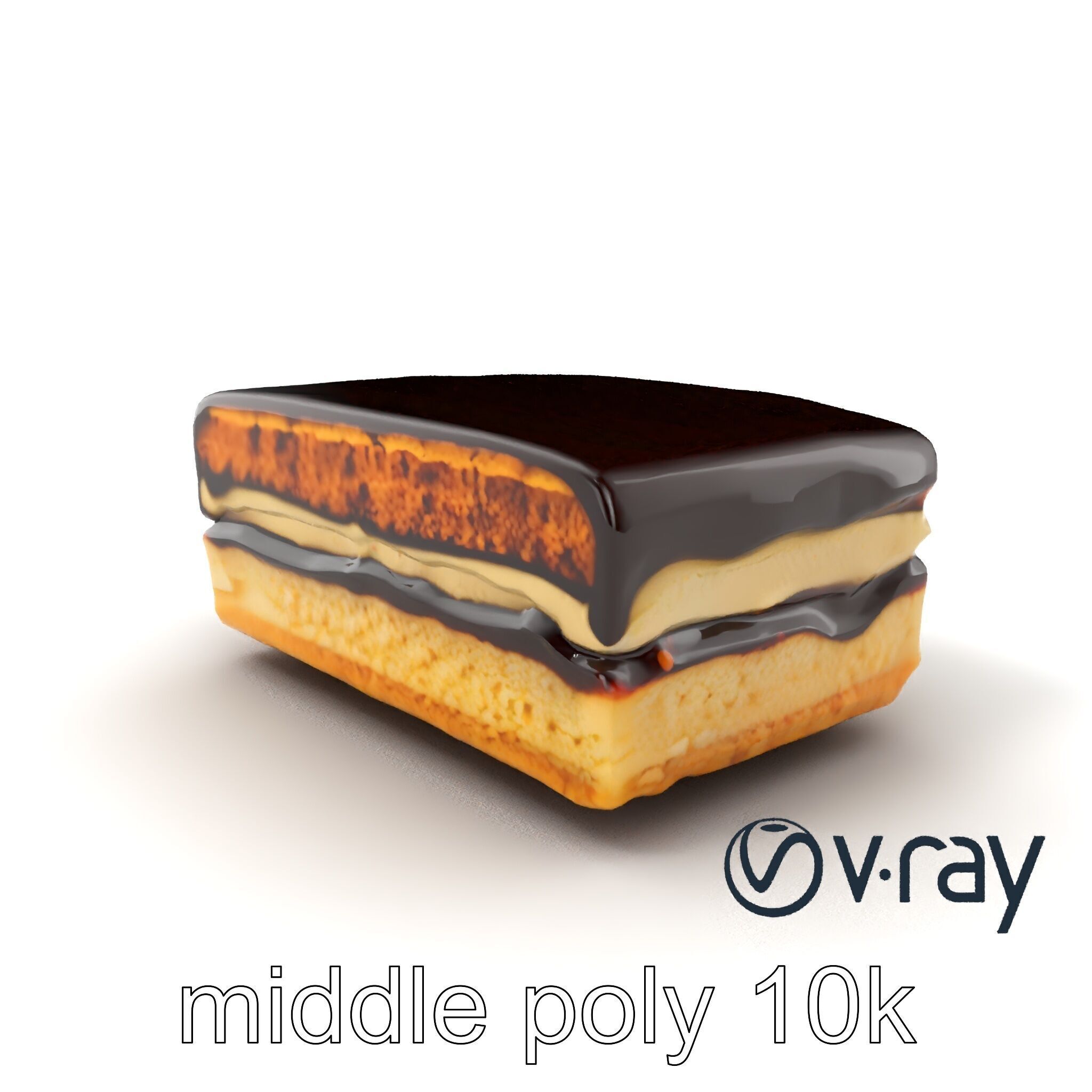 Decadent Opera Cake Dessert 3D Model Pack Low-poly 3D model_3