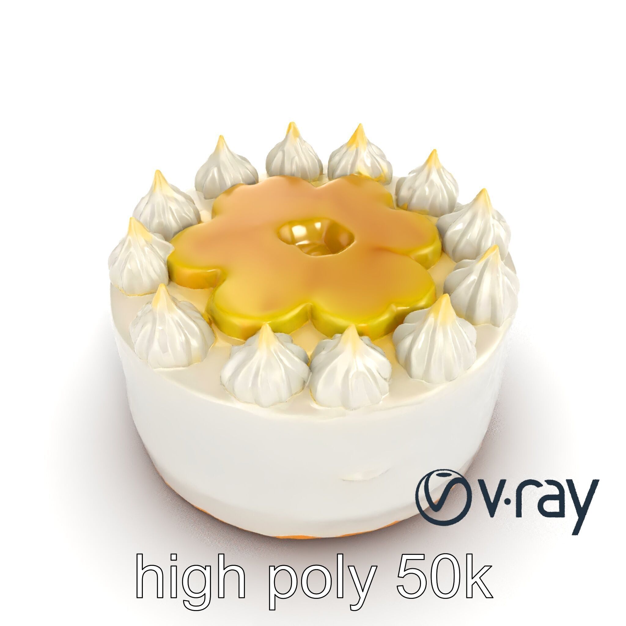 Zesty Lemon Meringue Cake model pack Low-poly 3D model_12