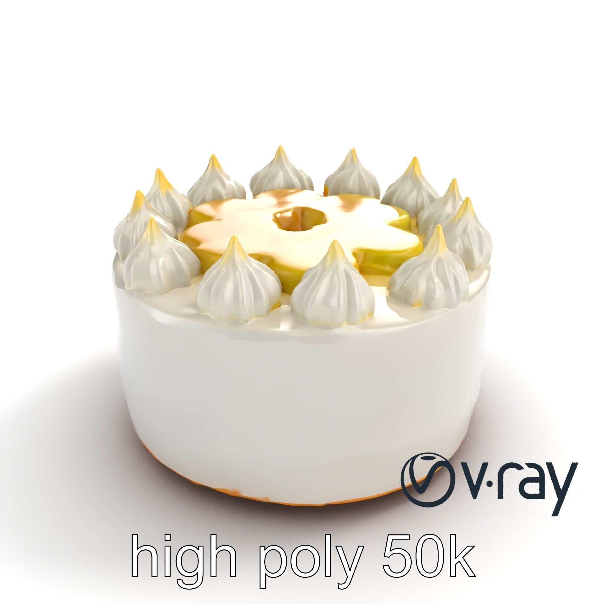 Zesty Lemon Meringue Cake model pack Low-poly 3D model_11