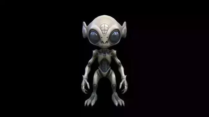 High Resolution  Mysterious Alien Biomechanical 3d  Model 