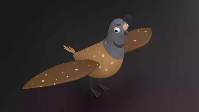 Rigged Cartoon Quail Low Poly 3D Model Low-poly 3D model
