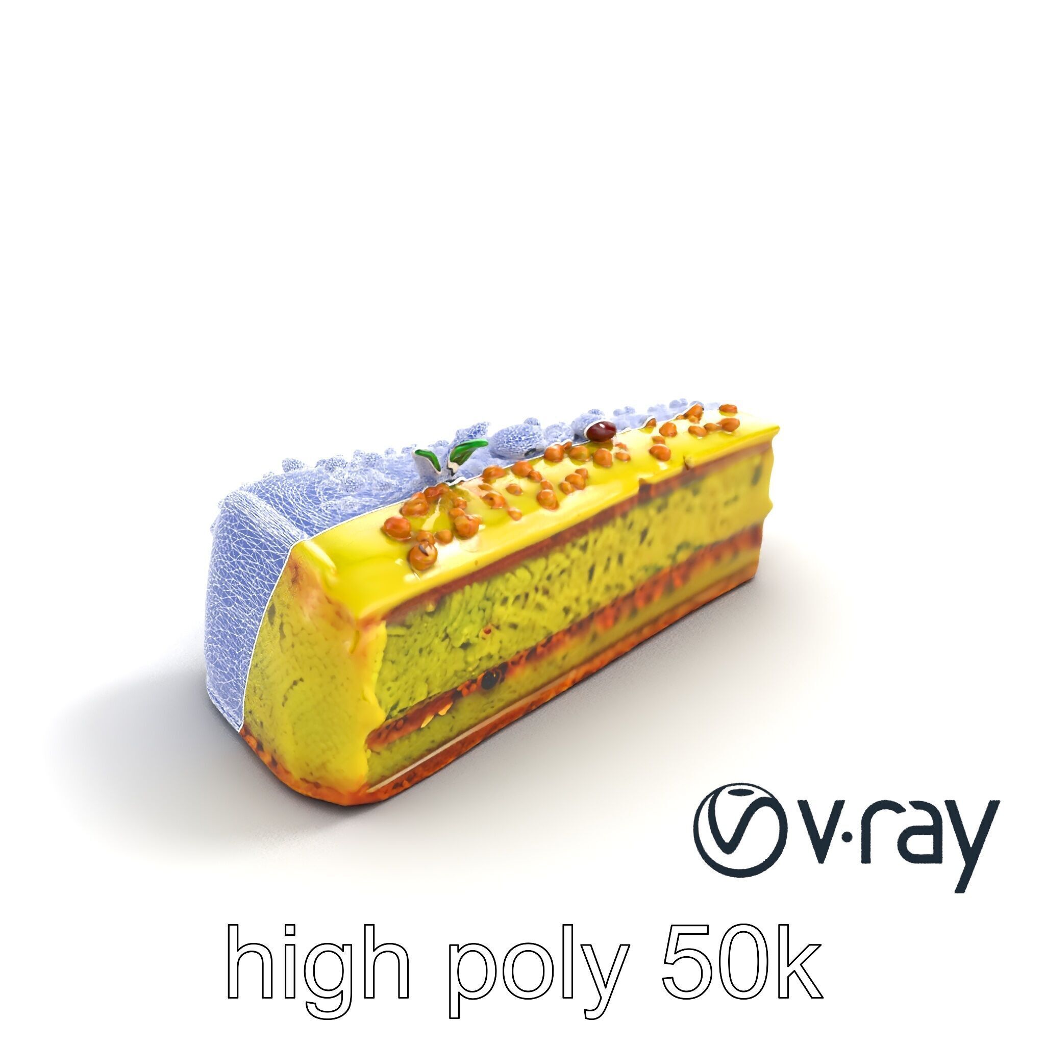 Vibrant Pistachio Cake Slice model pack Low-poly 3D model_32