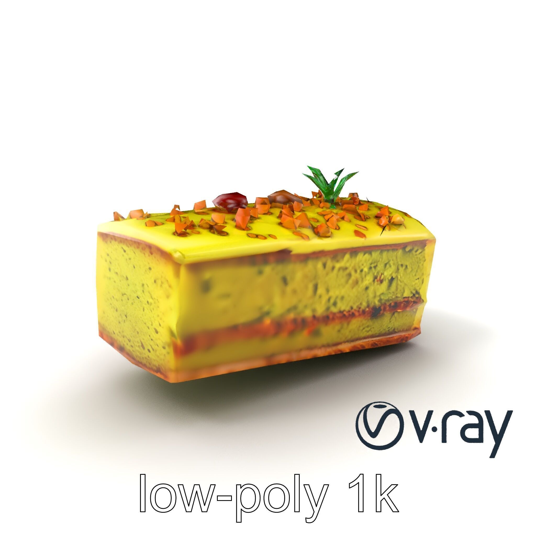 Vibrant Pistachio Cake Slice model pack Low-poly 3D model_2