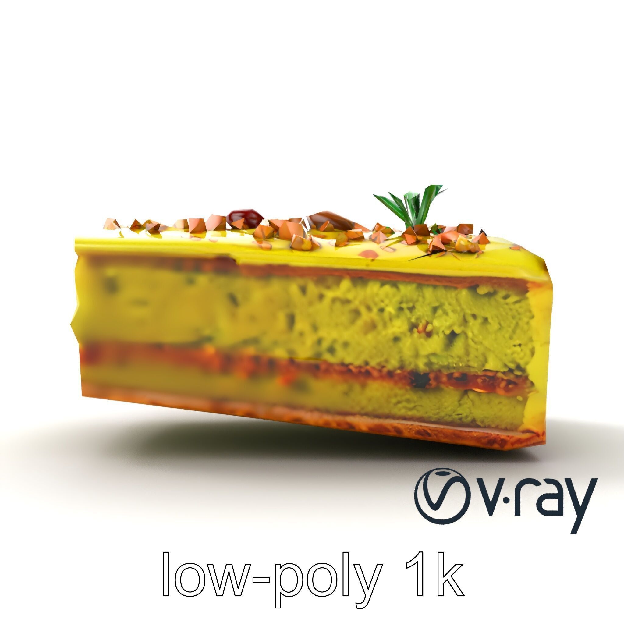 Vibrant Pistachio Cake Slice model pack Low-poly 3D model_19