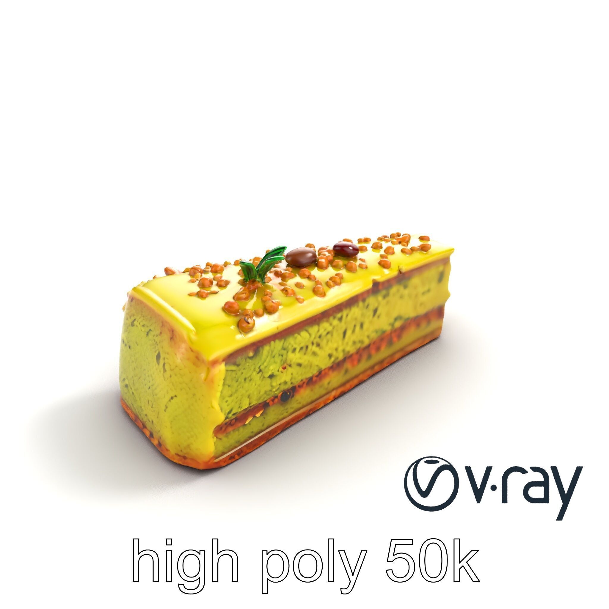 Vibrant Pistachio Cake Slice model pack Low-poly 3D model_11