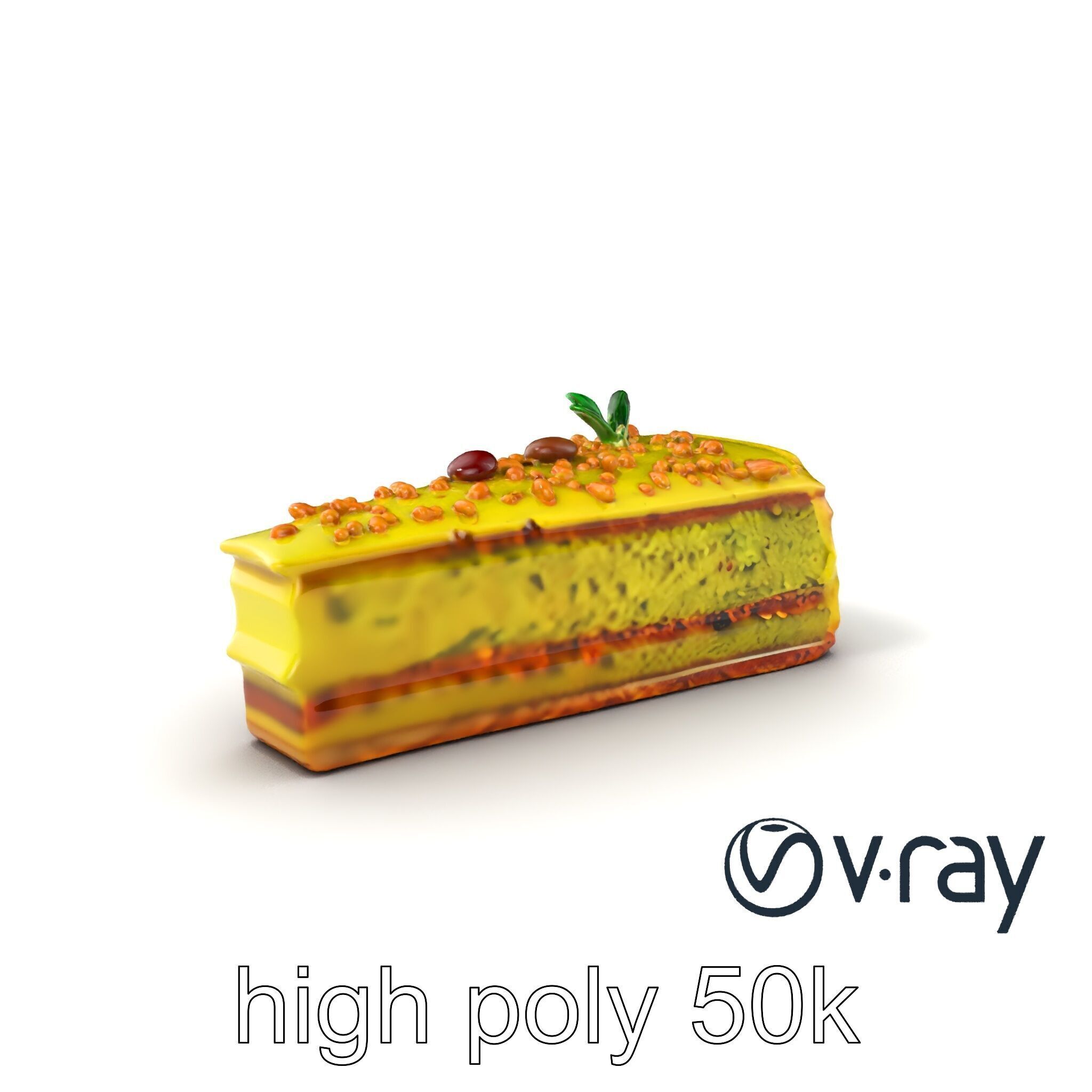 Vibrant Pistachio Cake Slice model pack Low-poly 3D model_5