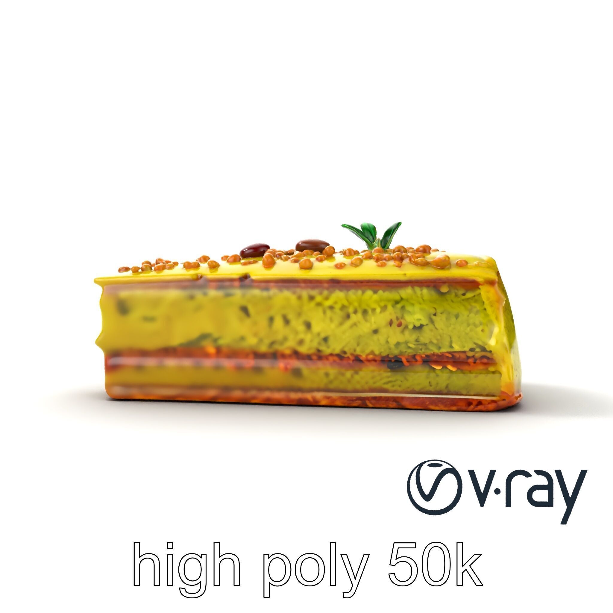 Vibrant Pistachio Cake Slice model pack Low-poly 3D model_23