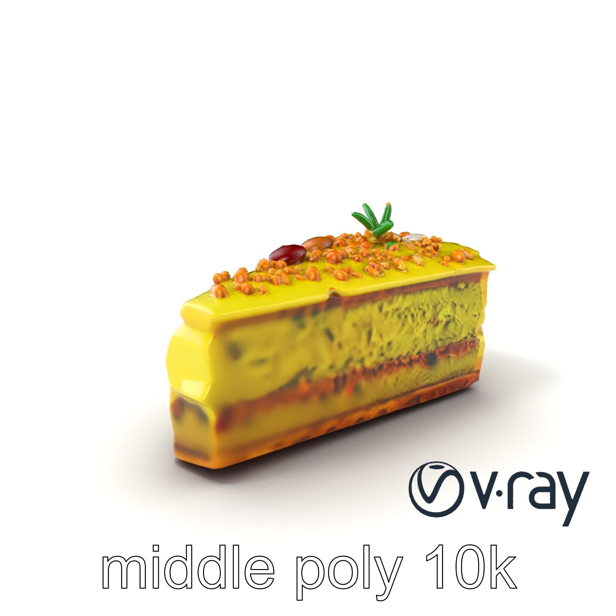 Vibrant Pistachio Cake Slice model pack Low-poly 3D model_3