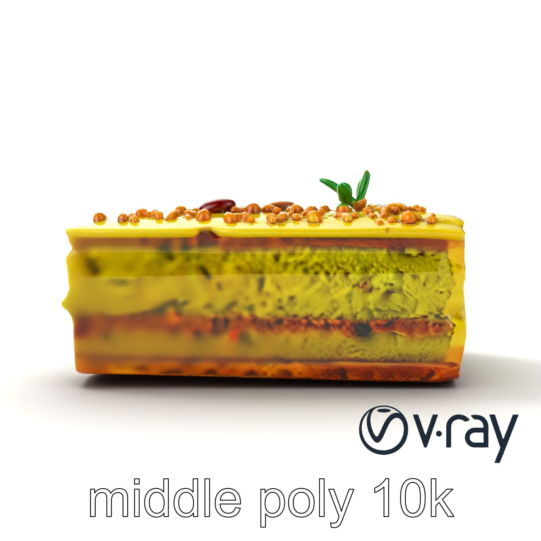 Vibrant Pistachio Cake Slice model pack Low-poly 3D model_21