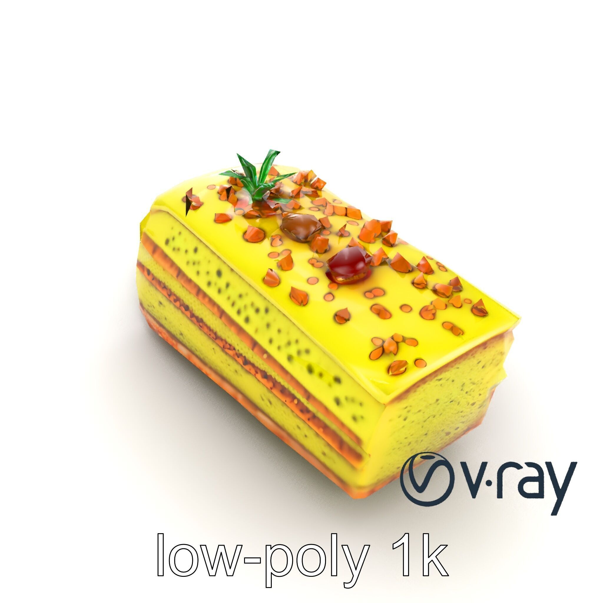 Vibrant Pistachio Cake Slice model pack Low-poly 3D model_10