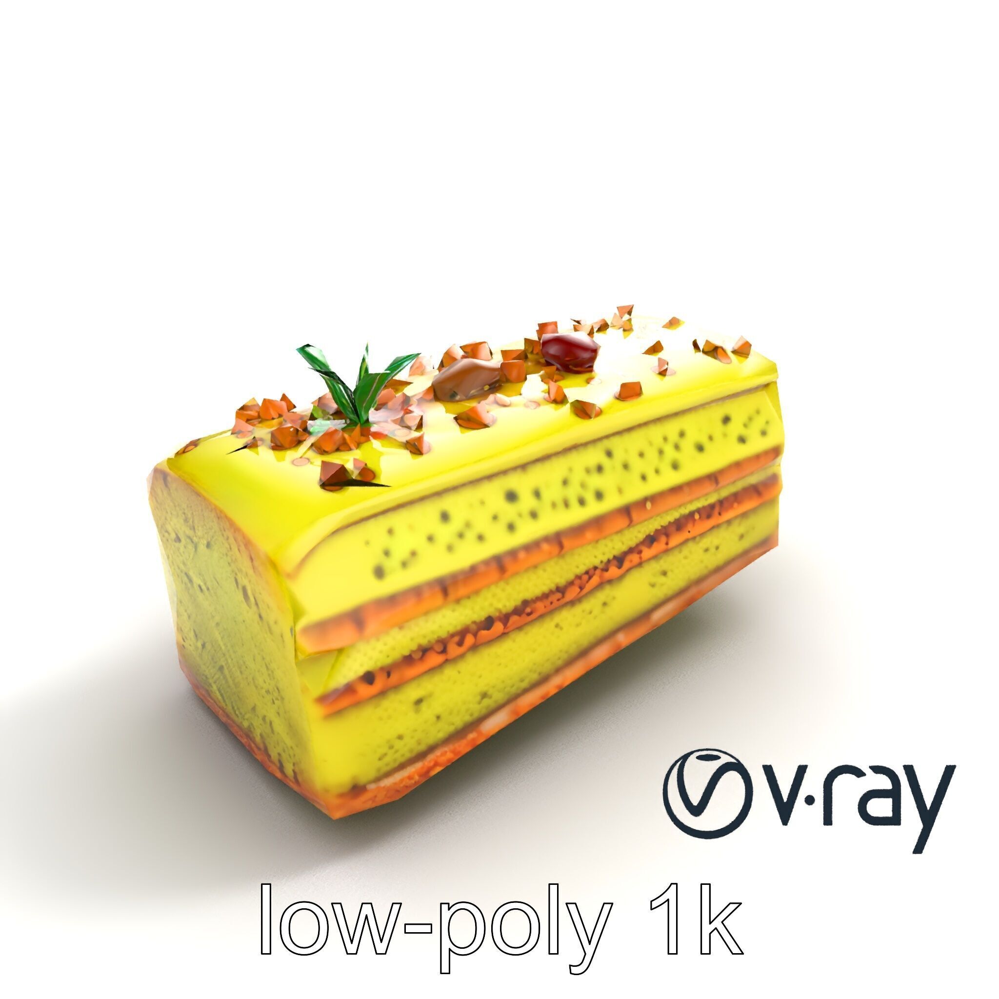 Vibrant Pistachio Cake Slice model pack Low-poly 3D model_7